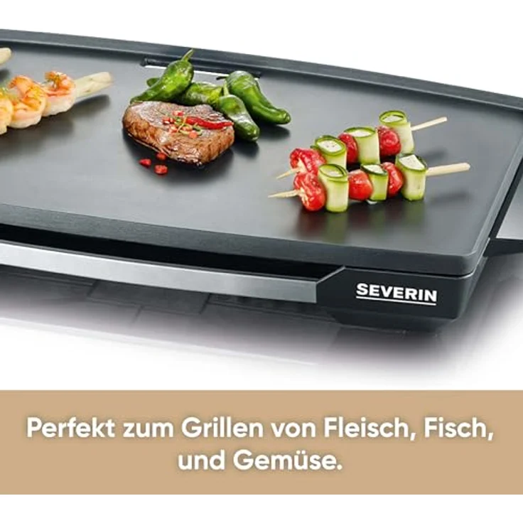SEVERIN KG 2397 Tischgrill 2.200 W, Antihaftbeschichtete XXL-Grillfläche edelstahl-schwarz – Bild 3