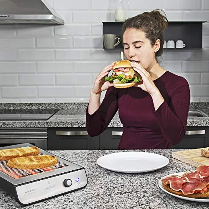 Cecotec Turbo Easy Toast Inox Flachtoaster. 3 Quarzheizkörper, 6 Leistungsstufen, Krümelschublade, Kabelaufwickler , Edelstahl-Finish, 900 W. – Bild 7