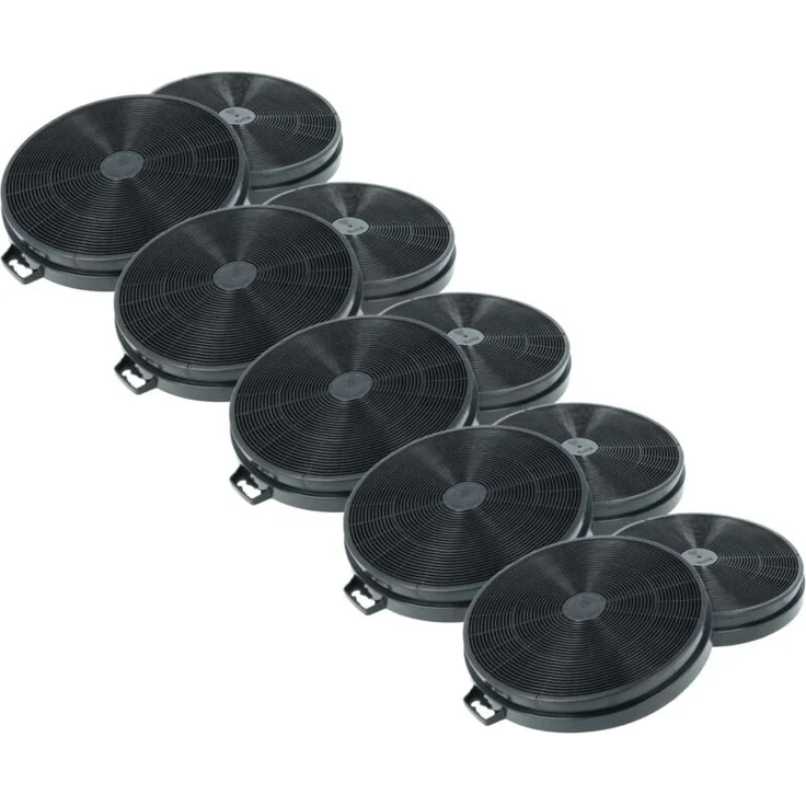 VHBW 10x Aktivkohlefilter für Dunstabzugshauben, kompatibel mit Secondi Marchi CM 90 IXSA, CM 91, CM 91 C, CM 61 RA, CM 90, CM 90 IX, Durchmesser 20,2 cm, schwarz