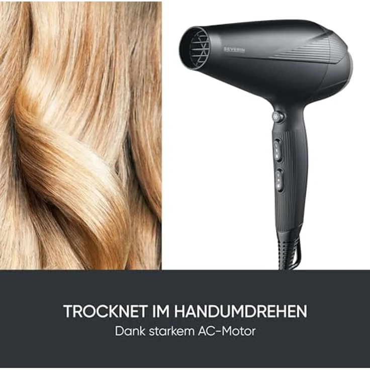 SEVERIN Haartrockner HT 0167, langlebiger AC-Motor, Ionic-Technologie, perfektes Styling, 2.300 Watt, schwarz – Bild 2