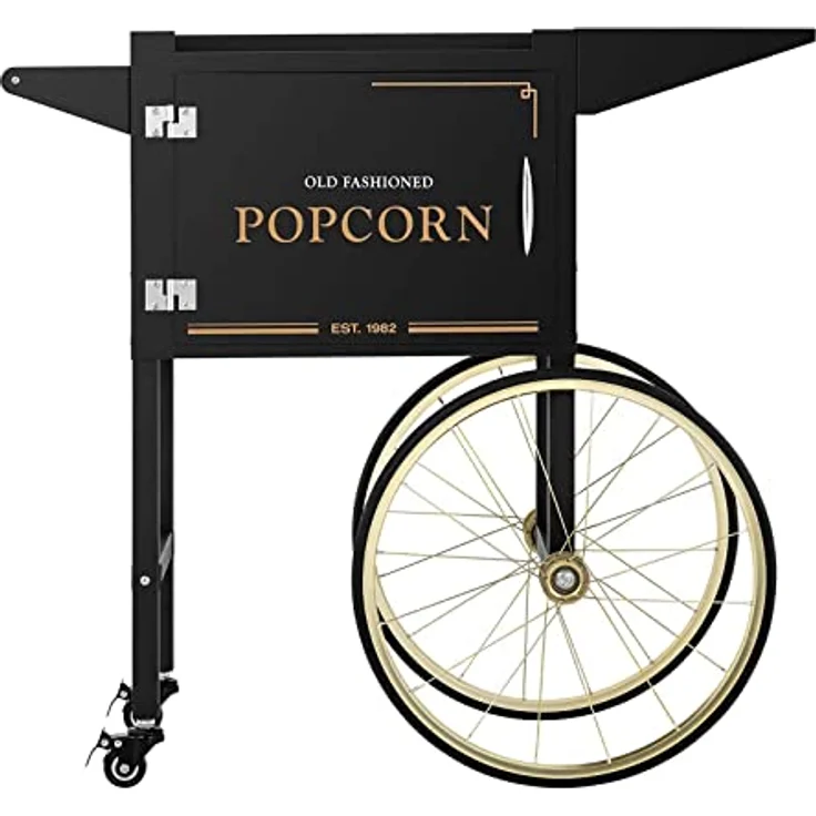 Royal Catering RCPT-BGWG-1 Popcornwagen Wagen für Popcornmaschine Popcorntrolley 2 Bremsen schwarz & golden – Bild 5