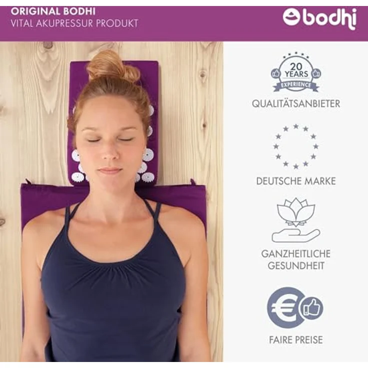 bodhi Akupressurmatte & Kissen Set VITAL XL aubergine (Set) - Extralange XL Yoga Nagelmatte mit herausragender Wirkung – Bild 6