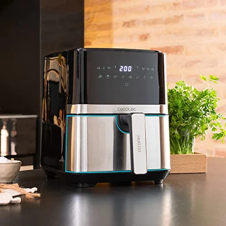 Cecotec Heißluftfritteuse 5,5 L Cecofry Full Inox 5500. 1600 W, Kompaktes und Digitale, Diät-Fritteuse, Edelstahlausführung, ölfrei, PerfectCook-Technologie, Thermostat, 8 Modi – Bild 2