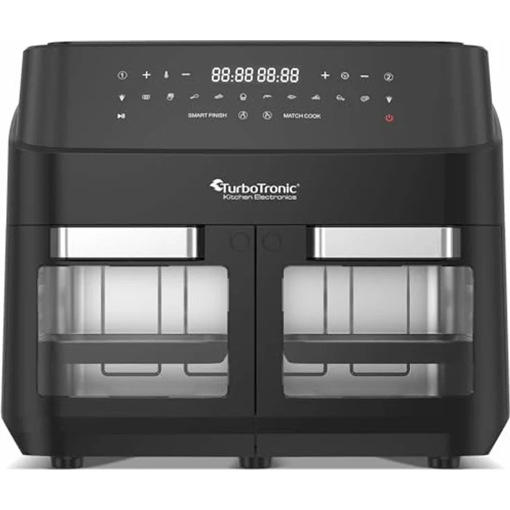 TurboTronic by Z-Line Heißluftfritteuse 12L, Fettfrei ohne Öl, 10 Programme, Power Camping Retro digital Airfryer DAF7W, Schwarz – Bild 8