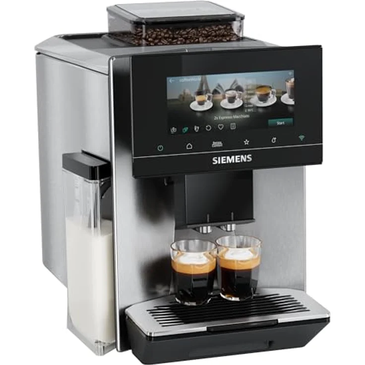 Siemens Kaffeevollautomat EQ900 iAroma, personalisierbare Einstellungen, präzises Mahlwerk, großes 6,8″ Full-Touch-Display, Silber, TQ923E03 – Bild 1