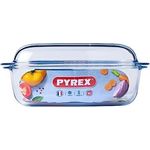 Pyrex Bräter rechteckig 6,5l mit Deckel, Auflaufform, Transparent