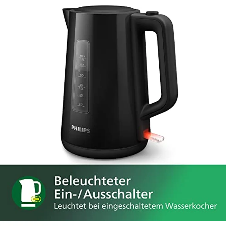 Philips HD9318-20 Wasserkocher Serie 3000, 1,7l, Federdeckel, LED-Anzeige, schwarz – Bild 6