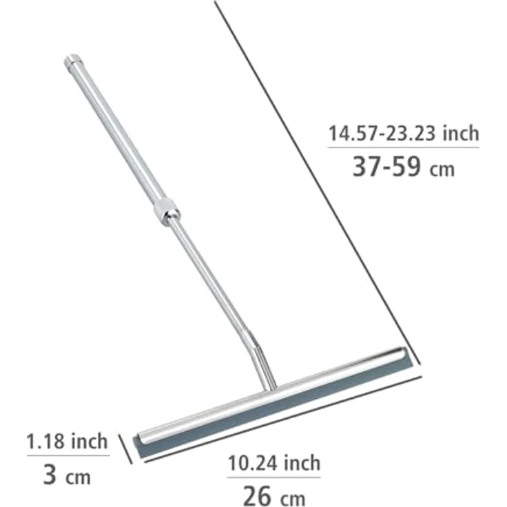 WENKO Teleskop Badezimmerwischer, Duschabzieher stufenlos ausziehbar, Edelstahl rostfrei, 26 x 37-59 x 3 cm, Glänzend – Bild 5
