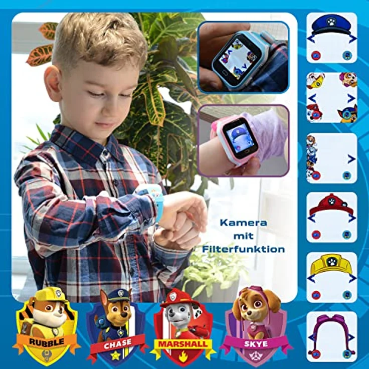 Paw Patrol Patrol 4G Kids-Watch Uhr für Jungen und Mädchen mit Filtern die der integrierten Kamera gemacht Werden. Chat, Videoanrufe, Video, & Körpertemperatur (Blau) – Bild 2