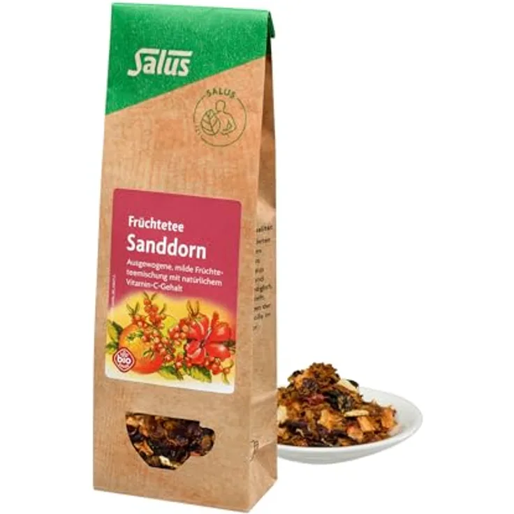 Salus Sanddorn Früchtetee Bio, 100 g, ausgewogener milder Tee mit natürlichem Vitamin C Gehalt