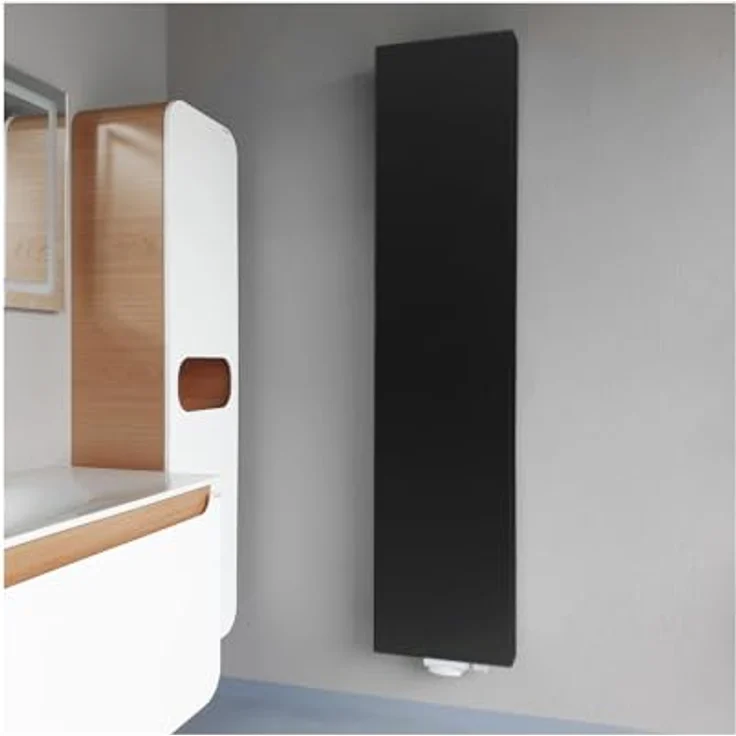 Belrad Vertikal Heizkörper Plan Typ 20, 1266 W Heizleistung, 1800 x 500 mm, Schwarz Matt, Wandmontage, Mittelanschluss 50 mm – Bild 2