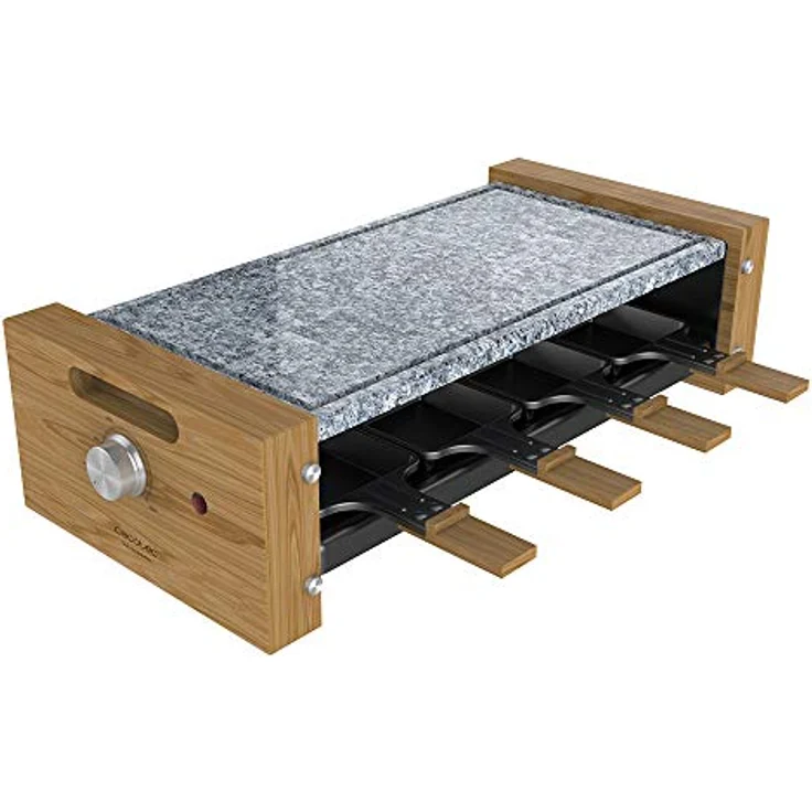 Cecotec Holz Raclette Käse & Grill 8200 Holz Schwarz. 1200 W, Grillfläche, 8 Einzelpfannen, Antihaftplatte, einstellbarer Thermostat, abnehmbares Design (Holz, AllStone) – Bild 1