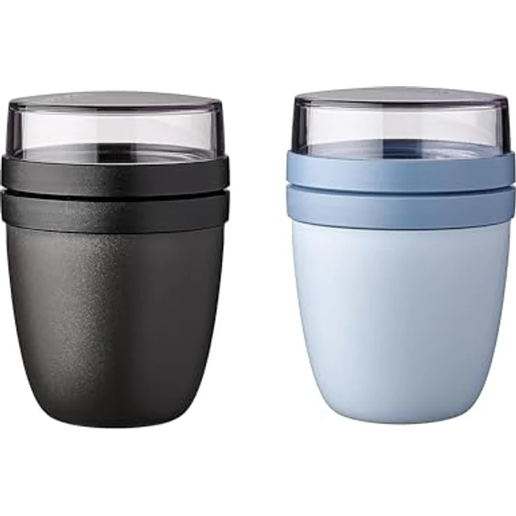 Mepal Lunchpot Ellipse Mixed Nordic Black + Nordic Blue 500 ml - Praktischer Reisebecher, Joghurtbecher, To Go Becher - Gefrier-, Mikrowellen- und spülmaschinengeeignet 700 ml – Bild 1