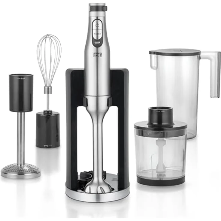 LEBENLANG Premium 1200W Stabmixer Set, 5in1 inklusive Zubehör & Spritzschutz, stufenlos verstellbar mit Turbo-Modus, Edelstahl, Mixstab zum Pürieren von Saucen, Smoothies, Babybrei und mehr – Bild 1