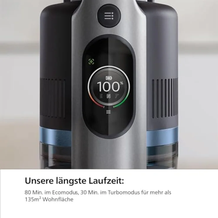 Versuni PHILIPS kabelloser Akku-Staubsauger Aqua 7000 Serie, Digitaler Motor, PowerCyclone 12, Mit LED-Leuchten, Aufsteckbares Aqua-Modul, bis zu 80 Minuten Laufzeit, mit 2 Zubehörteilen, Blau – Bild 2