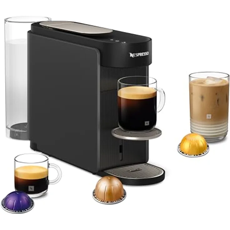 NESPRESSO Vertuo Up ENV200.GY, Kapselmaschine mit 3 Sek. Aufheizzeit, Centrifusion-Technologie, 40 Sorten in 5 Größen, Coffee Creations-Modus, graue Farbe