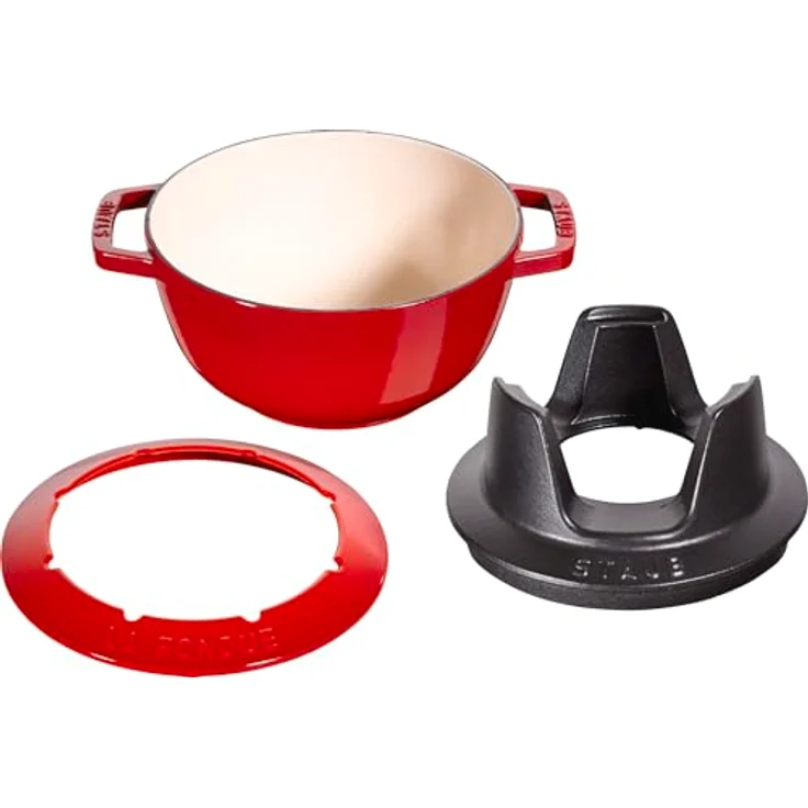 Staub Fondueset, Induktionsgeeignet, Gusseisen, Kirschrot, 20 cm Durchmesser – Bild 3