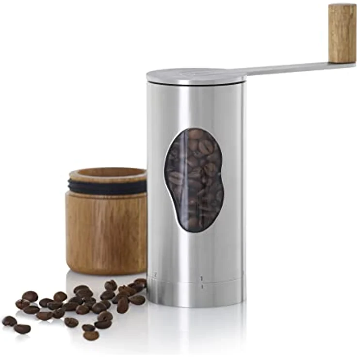 AdHoc MC02 Kaffeemühle Mrs. Bean, CeraCutXL Keramik Mahlwerk, Edelstahl und Akazienholz, 50 g Fassungsvermögen – Bild 3