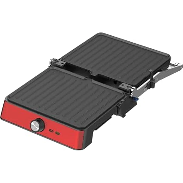 Westinghouse Retro-Kontaktgrill 29 x 24 cm 180° 2200W - Toaster - Einstellbare Temperaturregelung - Panini-Grill - Toaster-Eisen - Rot – Bild 3