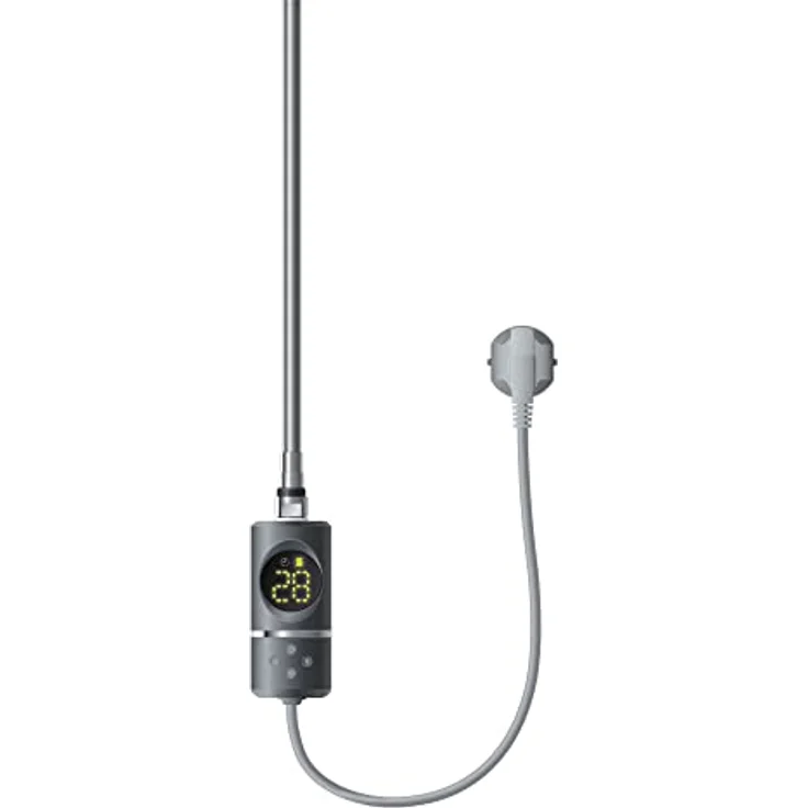 LuxeBath Sahara Elektrischer Badheizkörper 50x180cm, gebogen, anthrazit, 1200W mit Thermostat und Timer-Modus – Bild 8