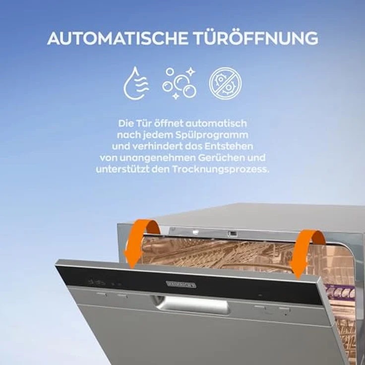 HEINRICHS HTG 8840, tragbarer Mini Geschirrspüler mit 7 Programmen, 6,5L Wasserverbrauch, freistehend, silber – Bild 5