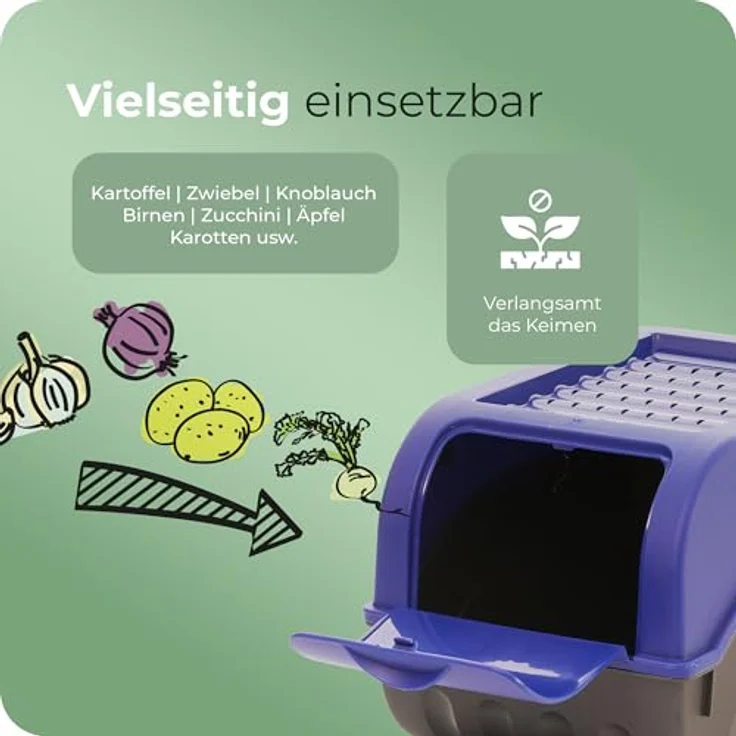 Novaliv Gemüsebox-Set Marineblau, stapelbare Kartoffelboxen 3,5L + 5L + 9L mit Luftzirkulation für optimale Gemüsehaltung – Bild 4