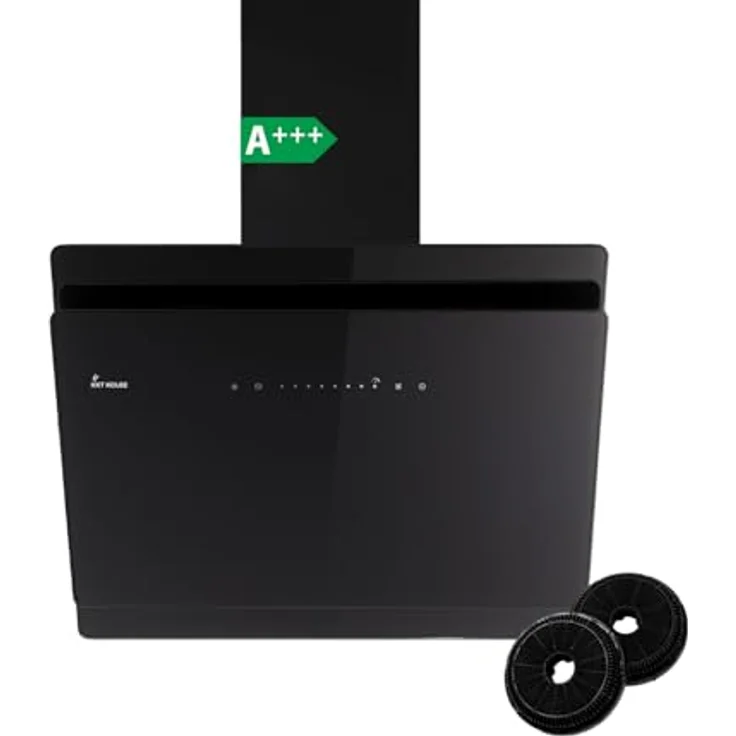 KKT KOLBE SOLO6005S, Dunstabzugshaube 60 cm, A+++, 782 cbm/h, Umluft/Abluft, Kopffrei, Schwarz, Glas, Nachlaufautomatik, SensorTouch, LED-Beleuchtung – Bild 1