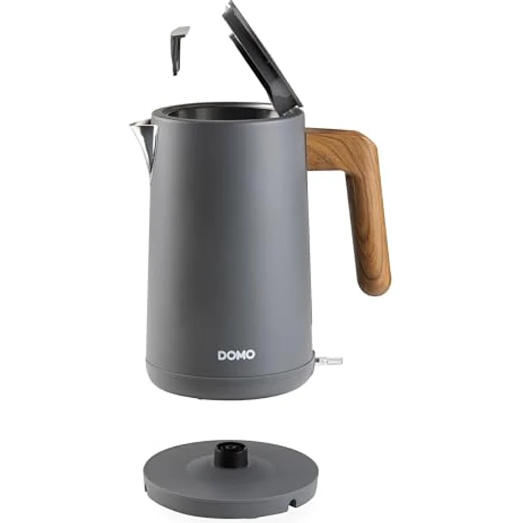 Domo DO9268WK Wasserkocher 'Wood You' - 1,7 L - mattgrau mit 360° drehbarer Basisstation – Bild 4