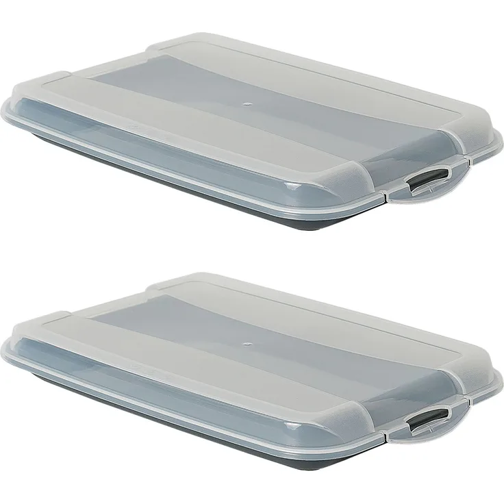 AMP Novaliv 2er-Set Anthrazit Premium Aufschnittbox, Frischhaltedosen für Wurst & Käse mit transparentem Deckel, Maße 25x17x3 cm, Kühlschrank Organizer und Knäckebrotbox