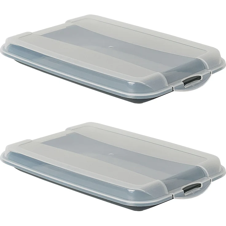 AMP Novaliv 2er-Set Anthrazit Premium Aufschnittbox, Frischhaltedosen für Wurst & Käse mit transparentem Deckel, Maße 25x17x3 cm, Kühlschrank Organizer und Knäckebrotbox