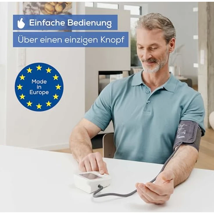 Beurer BM 38 Oberarm Blutdruckmessgerät, einfache Bedienung über einen einzigen Knopf, genaue Messung durch Ruheindikator, Arrhythmie-Erkennung, XL-Display, Manschette für 22-42 cm – Bild 2