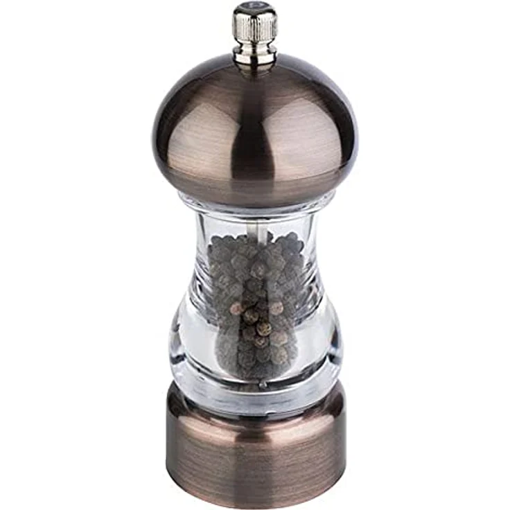 APS Pfeffermühle COPPER - Gewürzmühle in Kupfer-Optik, Mahlwerk aus Carbonstahl, Mahlgrad stufenlos einstellbar - Abmessungen: 6 x 6 cm/Höhe: 15 cm/Farbe: Kupfer, Transparent – Bild 1