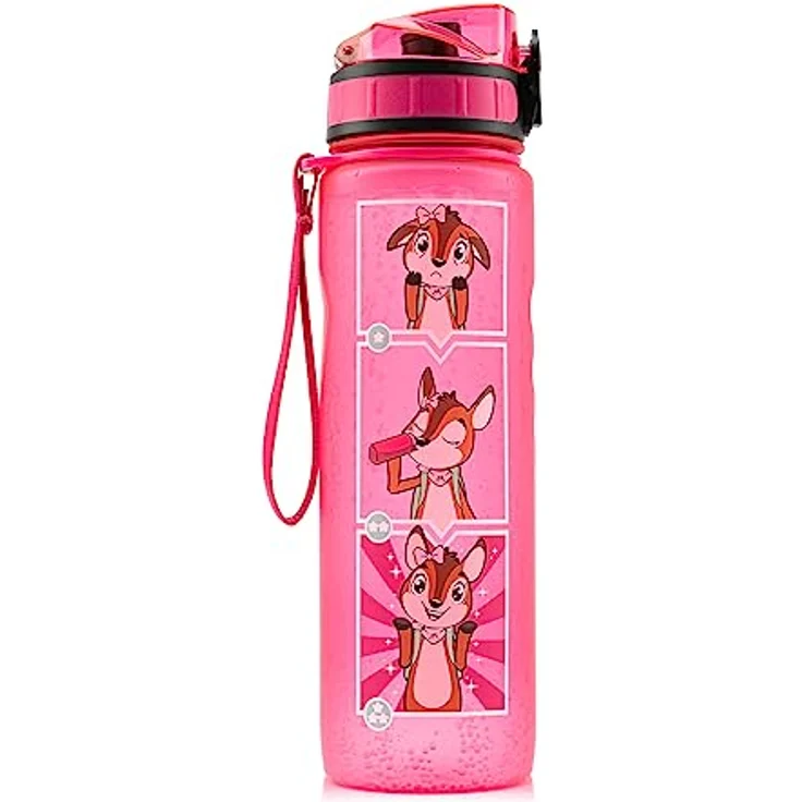 Lyseren Kindertrinkflasche 600 ml Trinkskala auslaufsicher Fruchtfilter Pink – Bild 2