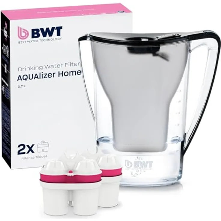 BWT AQUAlizer Home, Wasserfilter für Trinkwasser, Schwarz, inkl. 1 Magnesium Filterkartusche, filtert Kalk, Chlor, Blei & Kupfer, verbessert Geschmack, schützt Geräte