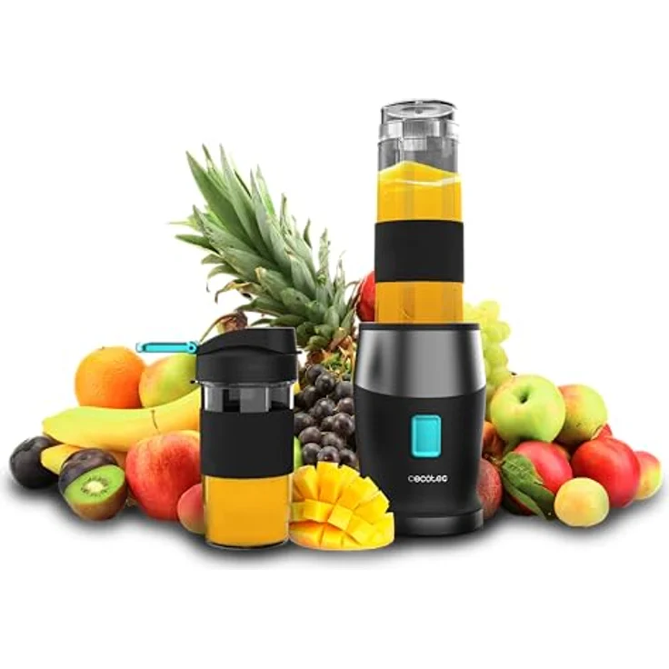 Cecotec Tragbarer Standmixer Power Titanium 900 ProGo, 900W, 2 Tragbare Becher à 570ml, 4 Titanbeschichtete Klingen, Ergonomischer Griff, Einfach zu reinigen – Bild 1