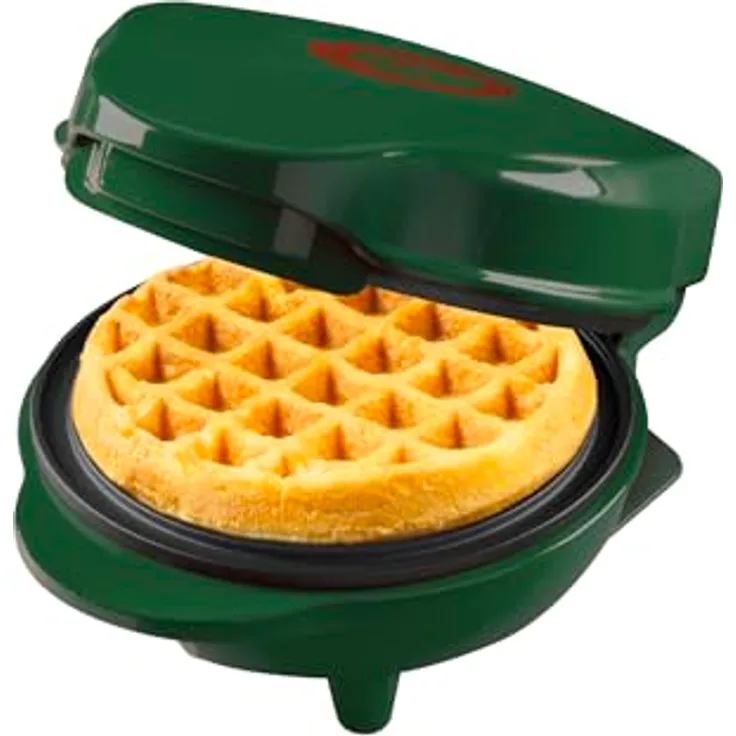 Bestron Mini-Waffeleisen Christmas-Edition, limitierte Auflage mit Antihaftbeschichtung, Waffelgröße 10cm, Farbe: Mattgrün