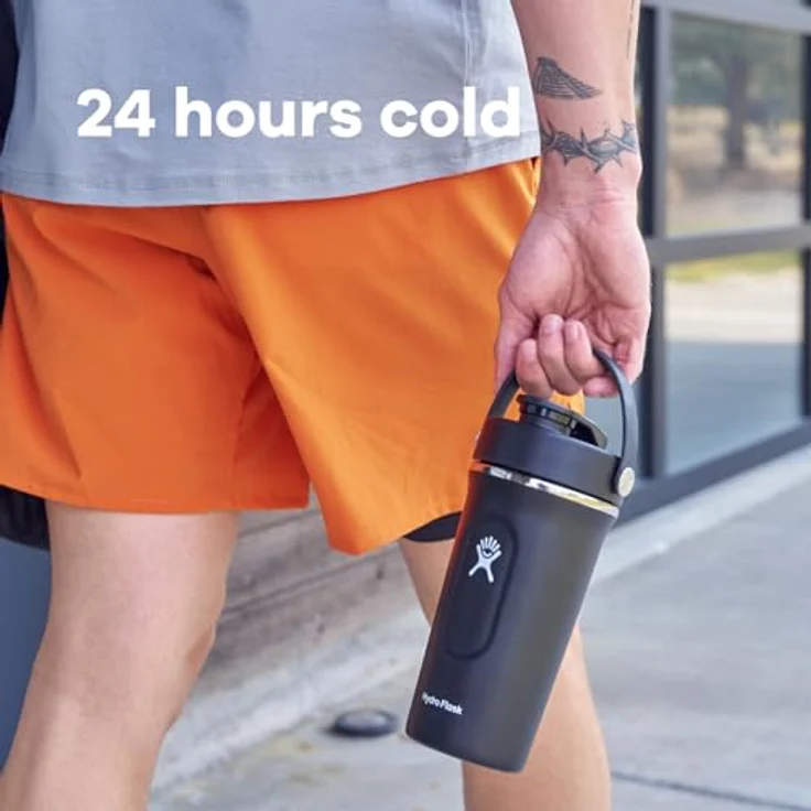 Hydro Flask Insulated Shaker Bottle - 709 ml (24 oz) isolierte Shaker-Flasche für Proteinshakes, Nahrungsergänzungen und mehr - Indigo – Bild 4