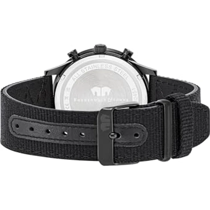 Rhodenwald & Söhne Herren Chronograph Uhr, analoges Quarzwerk, schwarz mit Nylonarmband, wasserdicht bis 5 ATM, 24-h-Anzeige, Stoppfunktion, 10010450 – Bild 5
