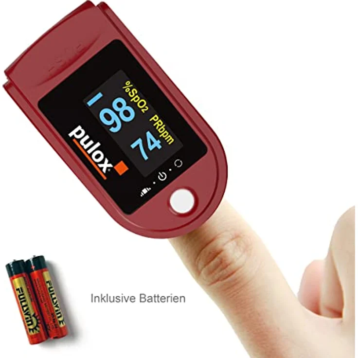 Pulsoximeter PULOX PO-200 Solo in Rot Fingerpulsoximeter für die Messung des Pulses und der Sauerstoffsättigung am Finger – Bild 4