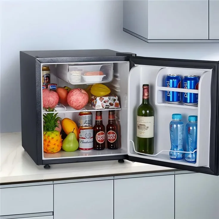 FOHERE Minikühlschrank 46L, Table Top Kühlschrank mit Kühl- und Gefrierfunktion, 46.9 cm hoch, umkehrbarer Türanschlag, 7-stufige Temperaturregelung