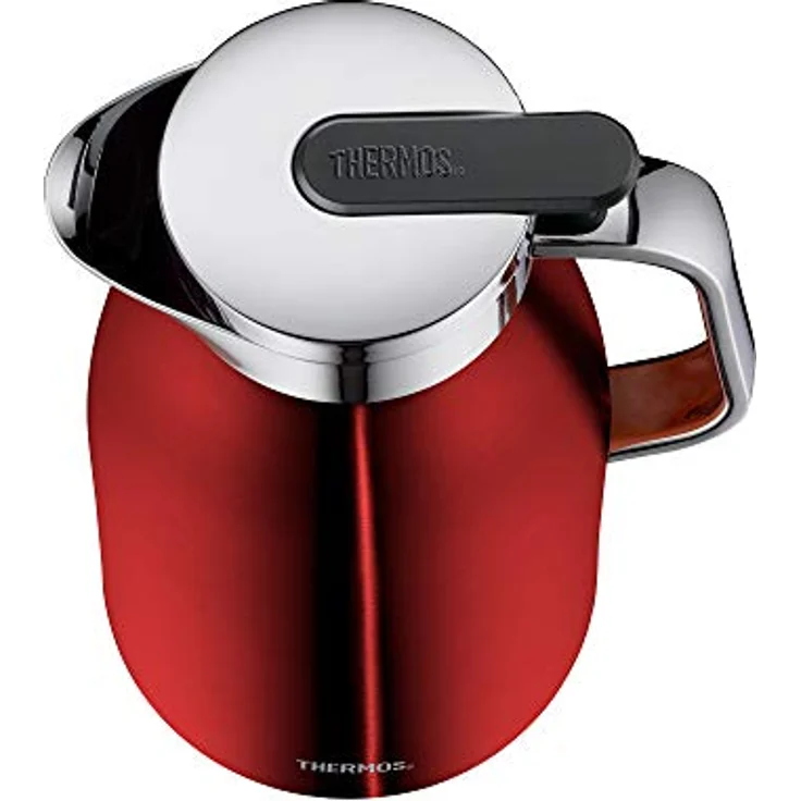 Thermos Thermoskanne Century 1L, Edelstahl rot mit Glaseinsatz und Einhandausgießtaste, hält 12 Stunden heiß, ideal als Kaffeekanne oder Teekanne, für 8 Tassen, Modell 4046.248.100 – Bild 4