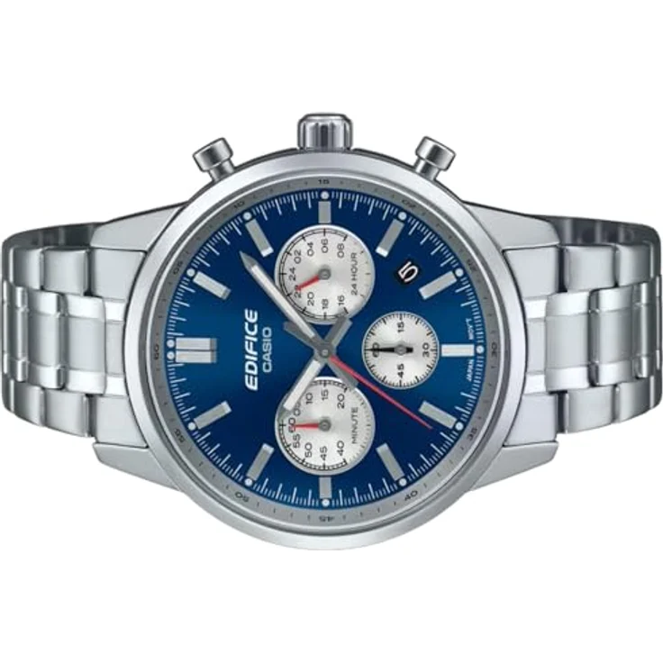Casio Edifice Chronograph Herrenuhr Stahl/Blau EFR-575D-2AEF, Quarzwerk, Stoppuhr, blau – Bild 2