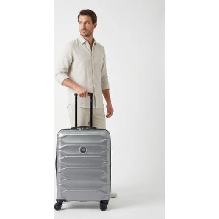 Delsey Paris Meteor 4 Rollen Trolley 68 cm, Dehnfalte, grau, 100% Polycarbonat – Bild 3