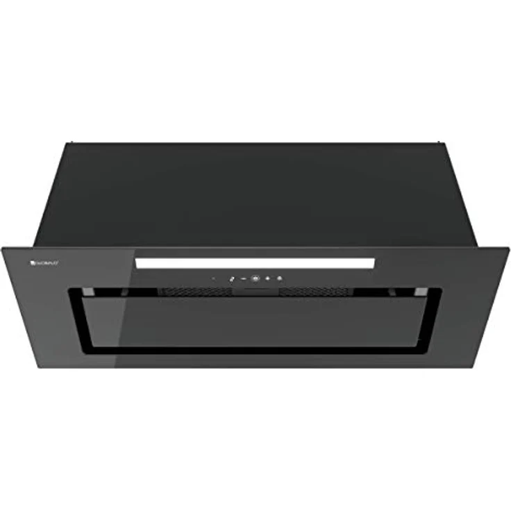 GLOBALO Dunstabzugshaube, Einbauhaube für Küche, Flachlüfter, mit Beleuchtung, Einbaubreite 80 cm, 4 Leistungsstufen, Gehärtetes Glas und Lackierter Stahl, Loteo 80.4 Black, Schwarz – Bild 3