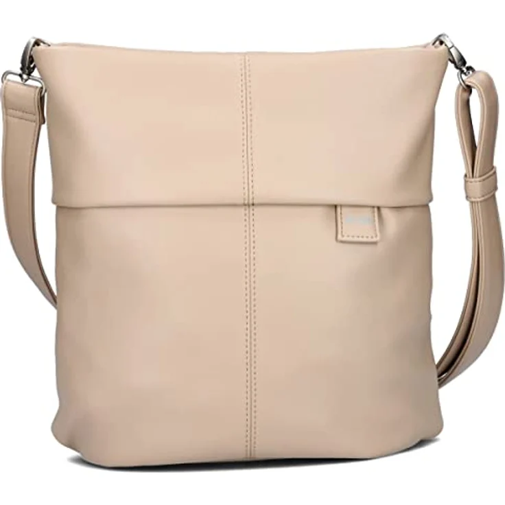 Zwei Mademoiselle M12, elegante Schultertasche aus Polyurethan mit Reißverschlussfach, Beige – Bild 3