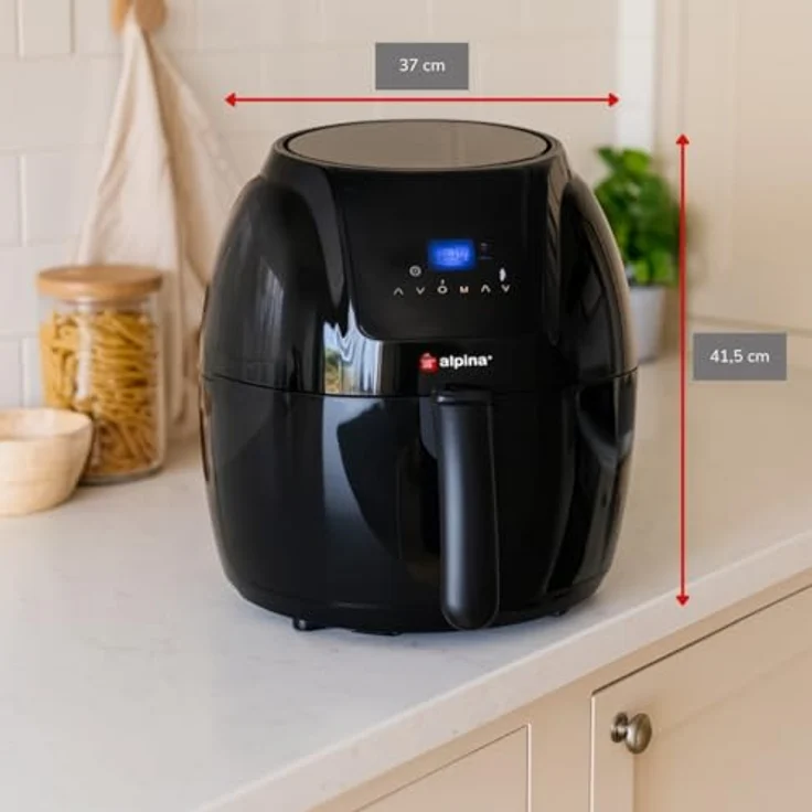 alpina Heißluftfritteuse - 5 Liter - 230V - Airfryer - Digitaler Touchscreen - Huhn, Gemüse, Brot, Muffin - 7-8 Personen – Bild 4