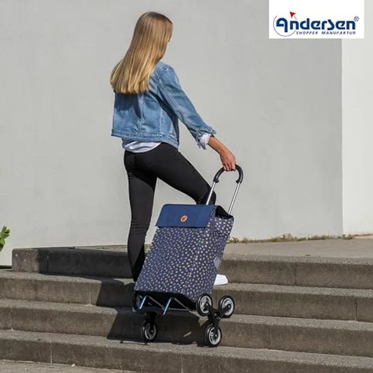 Andersen Shopper Treppensteiger Scala Shopper Fita, Einkaufstrolley 57 cm, blau, 100% Polyester, 35 x 23 cm – Bild 6