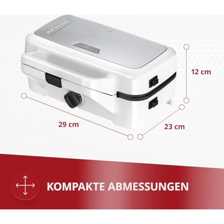 MPM MOP-33M 3in1 Sandwichmaker, 1200W, austauschbare Platten, Sandwichtoaster, Belgisches Waffeleisen, Grillplatte, Kontaktgrill für Fleisch und Fisch, Temperaturregelung, weiß – Bild 2