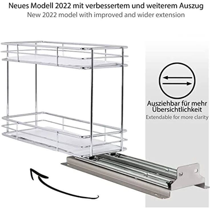 ONVAYA Gewürzregal ausziehbar | Doppelkorb | Gewürzständer aus Edelstahl | Schrankeinsatz für die Küche | Regal Organizer | Teleskop-Gewürzregal für Schränke und Schubladen – Bild 4