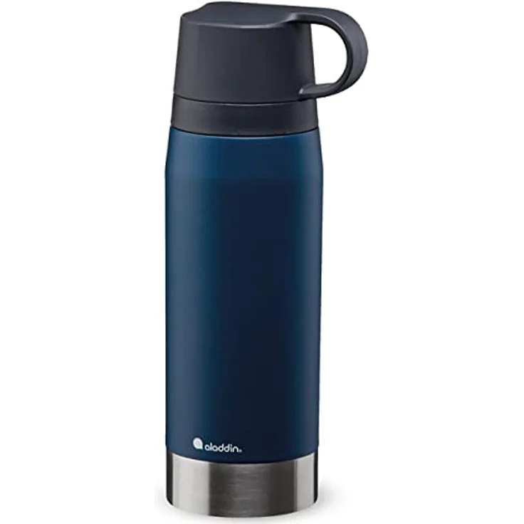Aladdin CityPark Thermavac Twin Cup Bottle 1.1L Navy Blue – BPA-freie Edelstahl-Flasche mit integriertem Doppelbecher, hält Getränke 25 Stunden warm oder kalt, auslaufsicher, spülmaschinenfest – Bild 1